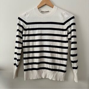 LOFT cream & navy striped sweater